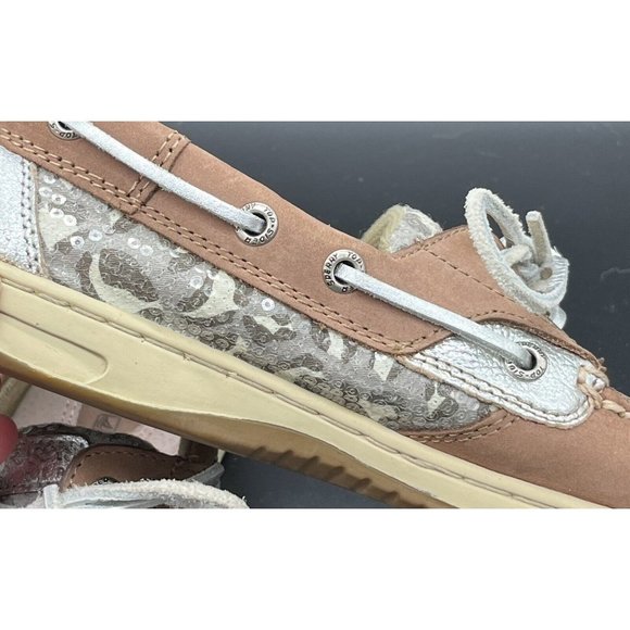 SPERRY TOP-SIDER Women Shoes 7M Leather  Tan, Silver, Sequins Cheetah Print - Picture 4 of 10